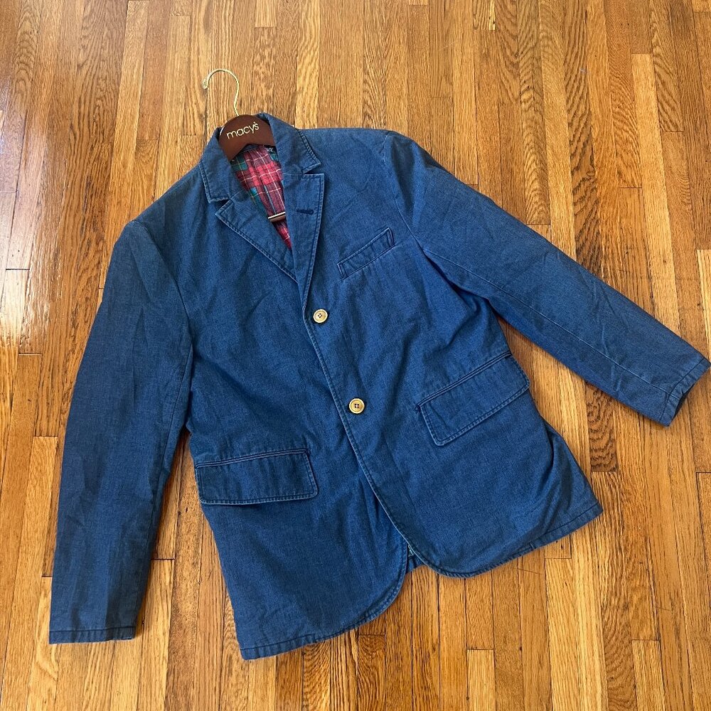 Shuttlenotes Master Cloth Japan Made Blue Cotton-Blend Lined Blazer - Medium